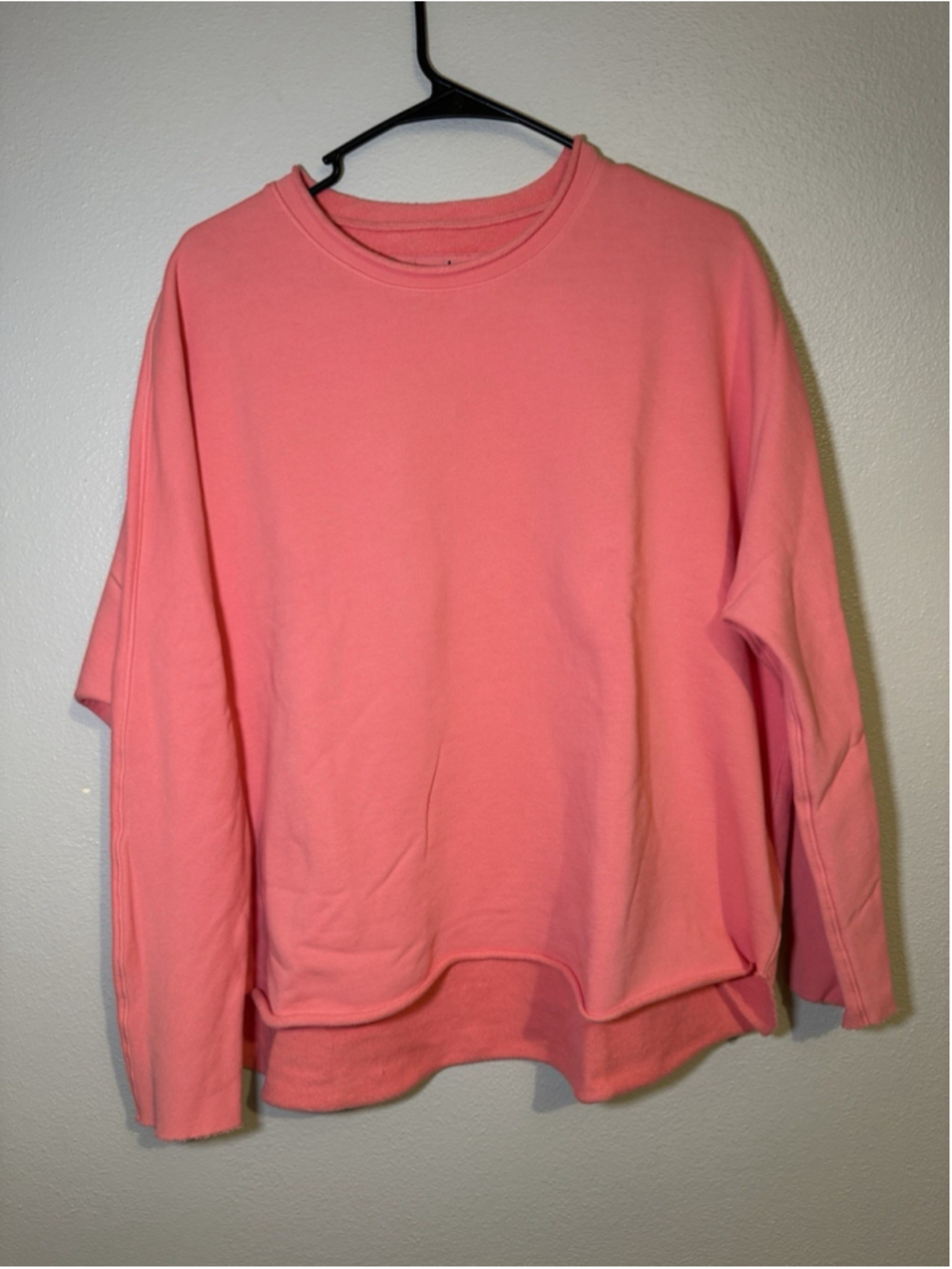 Frank & Eileen Anna Long-Sleeve Triple Fleece Capelet M Pink Raw Hem Side Slits - Picture 2 of 5